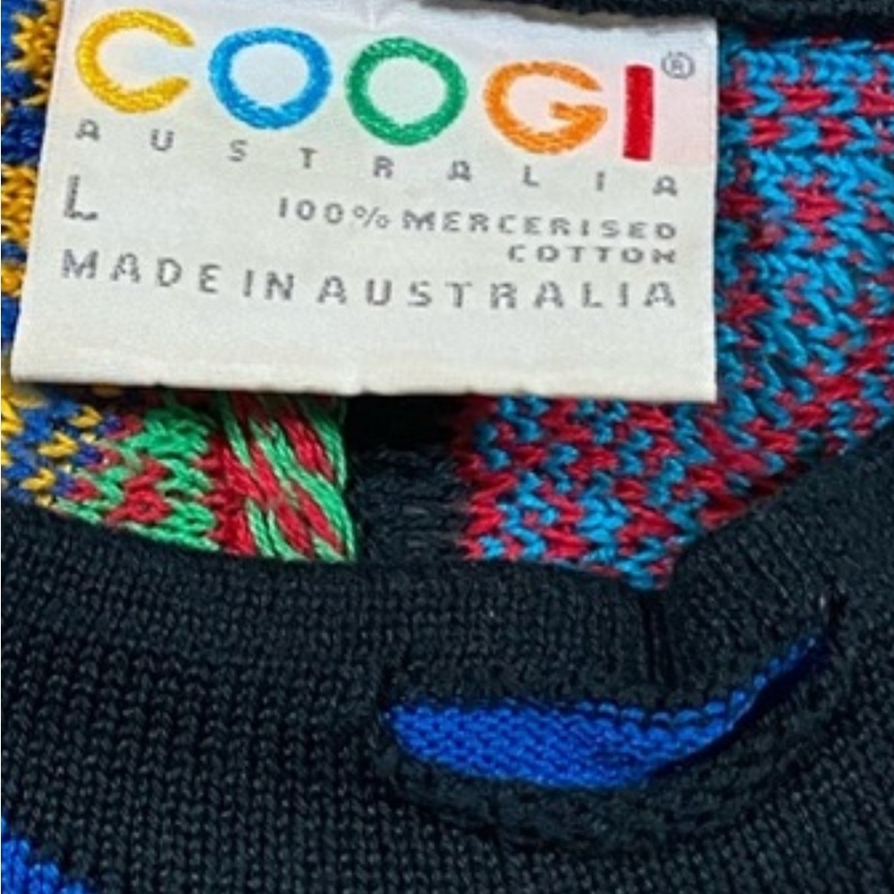Vintage Men’s Retro Coogi Knit Sweater Colorful Long Sleeve Biggie Sz M Unisex - Picture 6 of 9